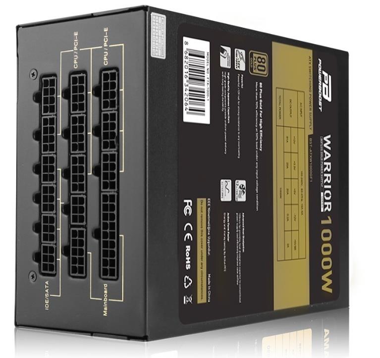POWER BOOST BST-ATX1000GF1 WARRIOR 1000W 80+ Gold Siyah 12cm Fanlı Power Supply Full Modüler